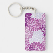 ダリア花、花のパターン、紫ダリア キーホルダー (正面)