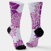 ダリア花、花のパターン、紫ダリア ソックス (傾斜あり)