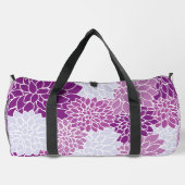 ダリア花、花のパターン、紫ダリア ダッフルバッグ (裏面)