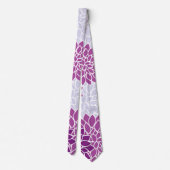 ダリア花、花のパターン、紫ダリア ネクタイ (裏面)