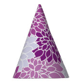 ダリア花、花のパターン、紫ダリア パーティーハット (右)