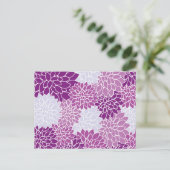 ダリア花、花のパターン、紫ダリア ポストカード (スタンド正面)