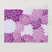ダリア花、花のパターン、紫ダリア ポストカード (正面)