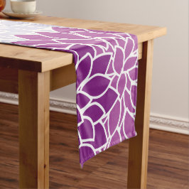 ダリア花、花のパターン、紫ダリア ミディアムテーブルランナー