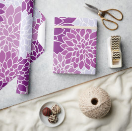 ダリア花、花のパターン、紫ダリア ラッピングペーパー