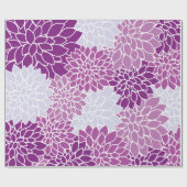 ダリア花、花のパターン、紫ダリア ラッピングペーパー (フラット)