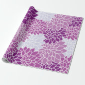 ダリア花、花のパターン、紫ダリア ラッピングペーパー (アンロールド)