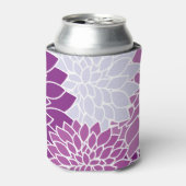 ダリア花、花のパターン、紫ダリア 缶クーラー (缶正面)