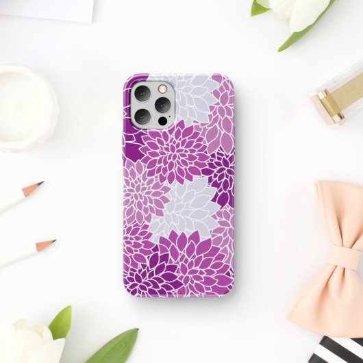 ダリア花、花のパターン、紫ダリア Case-Mate iPhoneケース