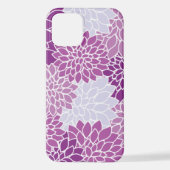 ダリア花、花のパターン、紫ダリア iPhoneケース (裏面)