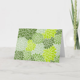 ダリア花、花のパターン、緑のダリア カード