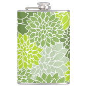 ダリア花、花のパターン、緑のダリア フラスク (正面)