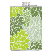 ダリア花、花のパターン、緑のダリア フラスク (裏面)