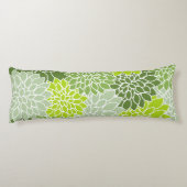 ダリア花、花のパターン、緑のダリア ボディピロー (裏面)