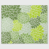 ダリア花、花のパターン、緑のダリア ラッピングペーパー (フラット)