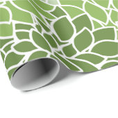 ダリア花、花のパターン、緑のダリア ラッピングペーパー (ロールコーナー)