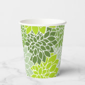 ダリア花、花のパターン、緑のダリア 紙コップ (裏面)