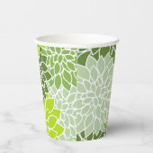 ダリア花、花のパターン、緑のダリア 紙コップ (右)
