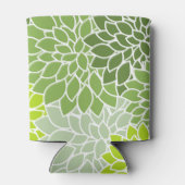 ダリア花、花のパターン、緑のダリア 缶クーラー (裏面)