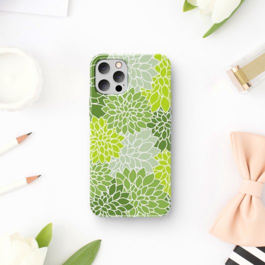 ダリア花、花のパターン、緑のダリア Case-Mate iPhoneケース