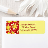 ダリア赤と白ブーケ – 黄色 ラベル (インサイチュ)