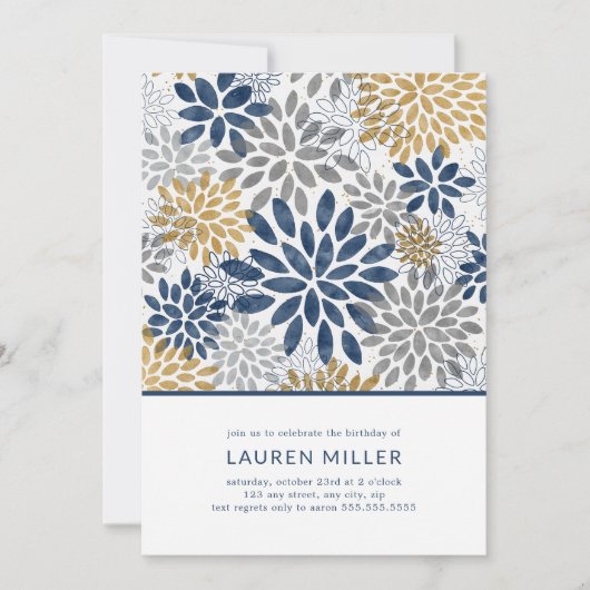 ダリア開花誕生日パーティーの招待 (正面)