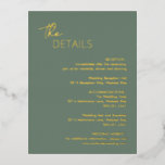 ダリア・セージ・グリーンモダンのエンクロー結婚ジャ・カード 箔招待状ポストカード<br><div class="desc">オリーブモダングリーンとコンテンポラリー金ゴールドフォイルのエンクロージャカード結婚は、フォントとデザインを備えシンプルてミニマル、スクリプトのヘッダの最初の行とsans serifヘッダの2番目の行とエレガントを備えている。右下の隅の下にミニマリストの詳細がある。前面の文字はすべてホイル実在である。</div>