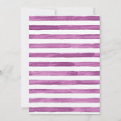 ダリア パープル ウォーターカラー ストライプ & ゴールド レタリング 招待状 (裏面)