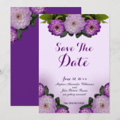 ダリア パープル ラベンダー リラック フラワーレスキュー ザ デート 招待状 (正面/裏面)