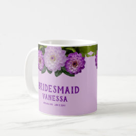 ダリア パープル ラベンダー 花のウェディング ブライズメイド コーヒーマグカップ