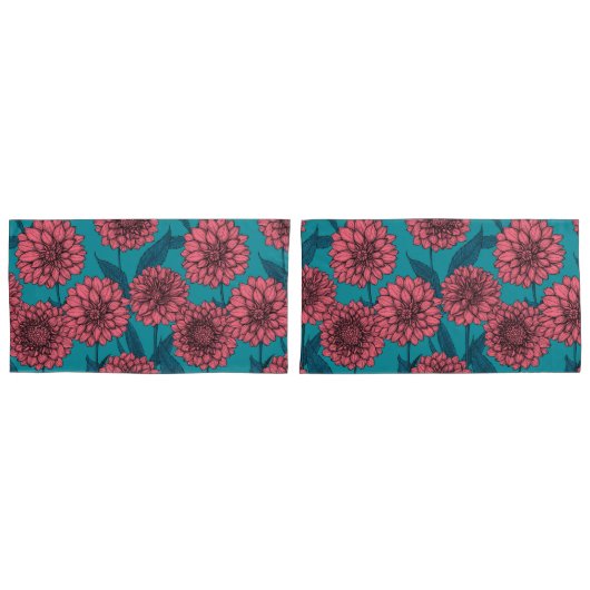 ダリア 枕カバー (正面-セット)