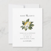 ダリア – 水彩レモンシトラスホワイトフローラ 招待状 (正面)