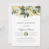 ダリア – 水彩柑橘類レモンホワイトフローラ 招待状 (正面)