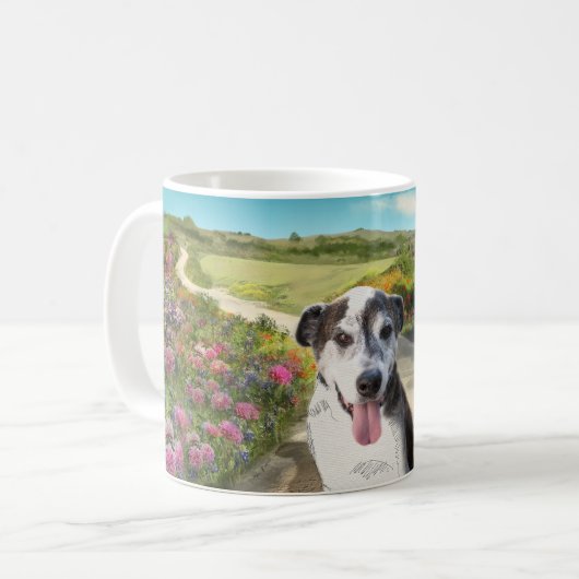 ダリア(道のマグの犬)の分野のパイ コーヒーマグカップ (正面左)