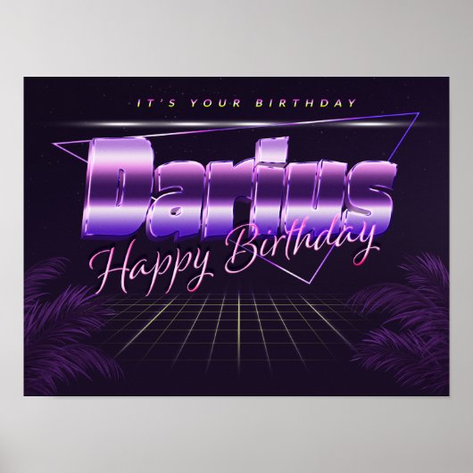 ダリウス名Vorname lila retroポスターGeburtstag ポスター (正面)