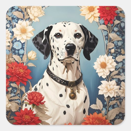 ダリエレガントアの花とダルマチア スクエアシール (正面)