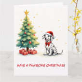 ダリ図解入りの、写真付きのメとクリスマスツリー カード (黄色い花)