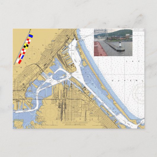 ダルス、MNハーバーチャート信号フラグ船 ポストカード (正面)