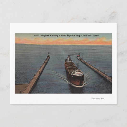 ダルス， MN – 貨物船に入る貨物船の眺め ポストカード (正面)