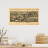 ダルトンマサチューセッツ1884アンティークパノラママップ ポスター (キッチン)