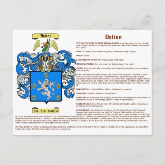 ダルトン(意味(アイルランド)) ポストカード (正面)
