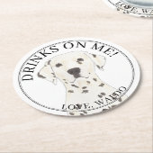 ダルパーソナライズされたマの犬結婚の ラウンドペーパーコースター (アングル)