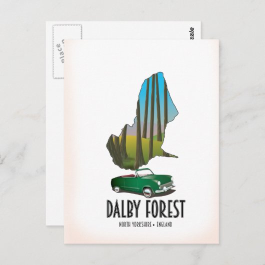 ダルビーフォレストノースヨークシャーの旅行マップ ポストカード (正面/裏面)