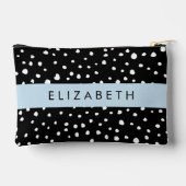 ダルマのドット、スポット、白黒、あなたの名前 アクセサリーポーチ (裏面)