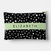 ダルマのドット、スポット、白黒、あなたの名前 アクセサリーポーチ (裏面)