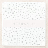 ダルマのドット、スポット、白黒、あなたの名前 ガラスコースター (裏面)