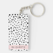 ダルマのドット、スポット、白黒、あなたの名前 キーホルダー (裏面)