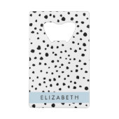 ダルマのドット、スポット、白黒、あなたの名前 クレジットカード栓抜き (裏面)