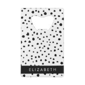 ダルマのドット、スポット、白黒、あなたの名前 クレジットカード栓抜き (裏面)
