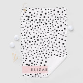 ダルマのドット、スポット、白黒、あなたの名前 ゴルフタオル (インサイチュ)